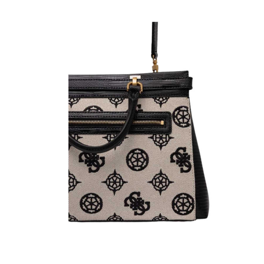 guess sestri logo luxury satchel natural black logo gu0achwcl9001060000077