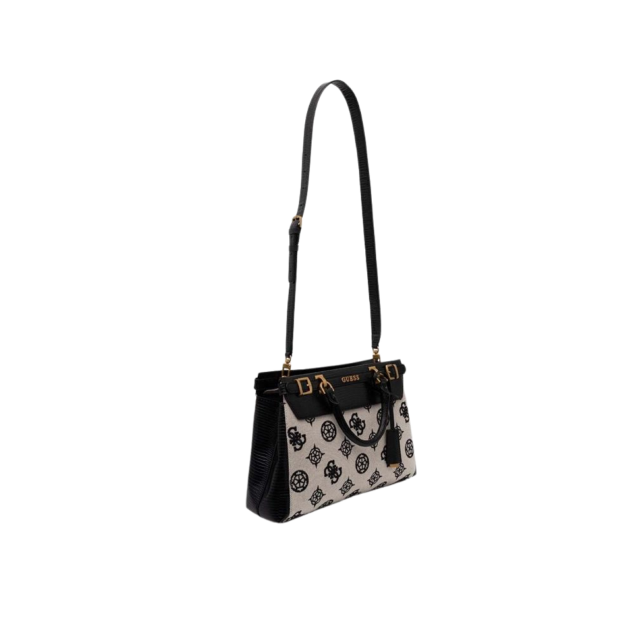 guess sestri logo luxury satchel natural black logo gu0achwcl9001060000088