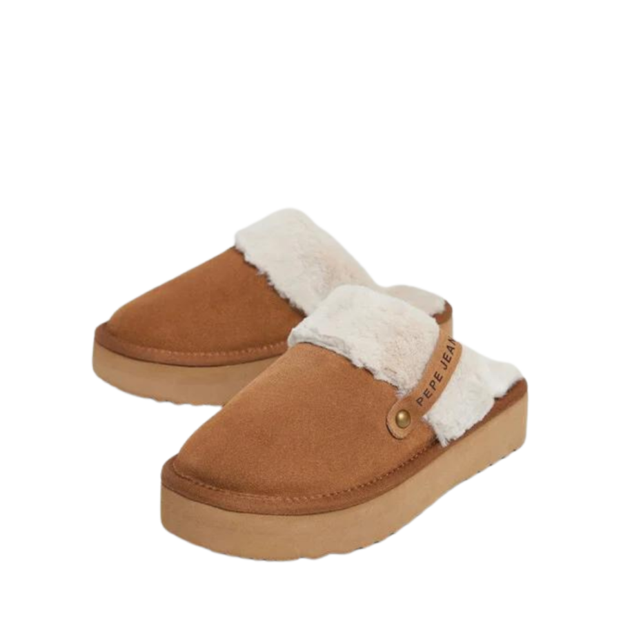 pepe jeans dissy north platform clog cognac brown pj0shpls10421000000010