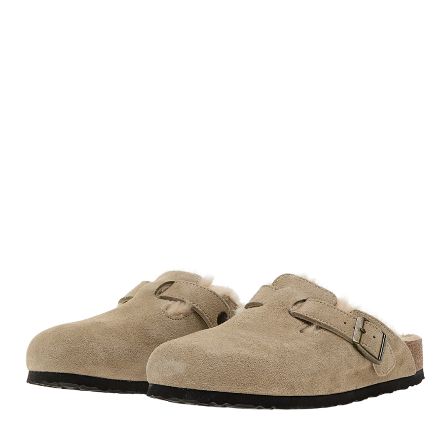 birkenstock boston leather shearling leve taupe 35 46 narrow classic unisex bk0sh1028299003546008
