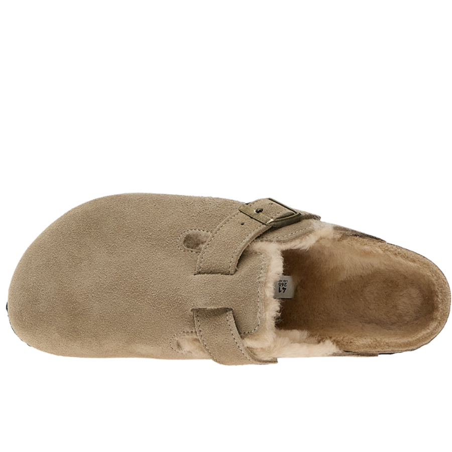 birkenstock boston leather shearling leve taupe 35 46 narrow classic unisex bk0sh102829900354600963