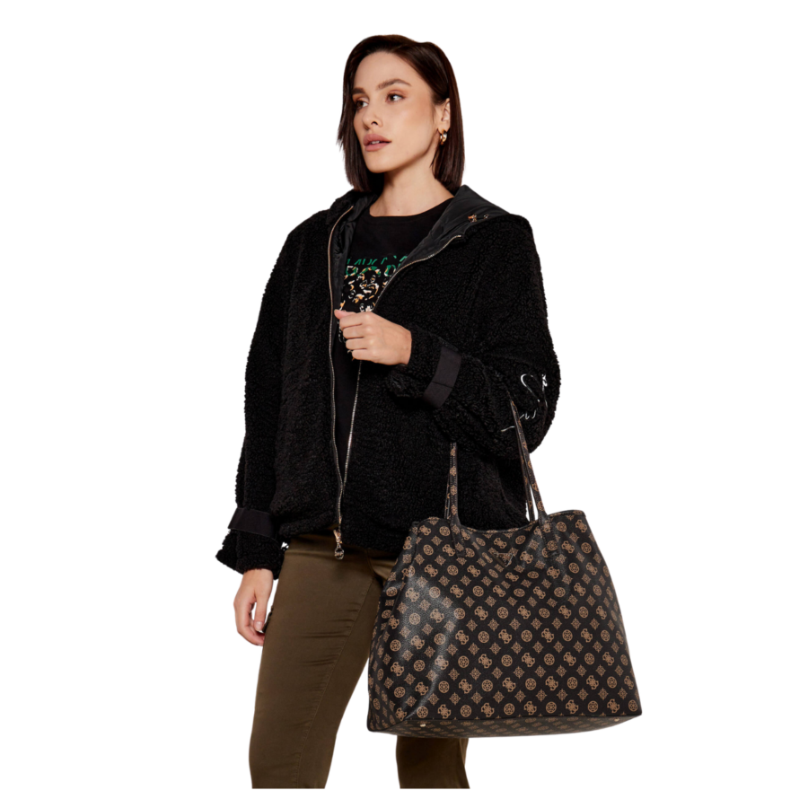 guess eco victoria lrg 2 in 1 tote brown gu0achwepq9514290000712