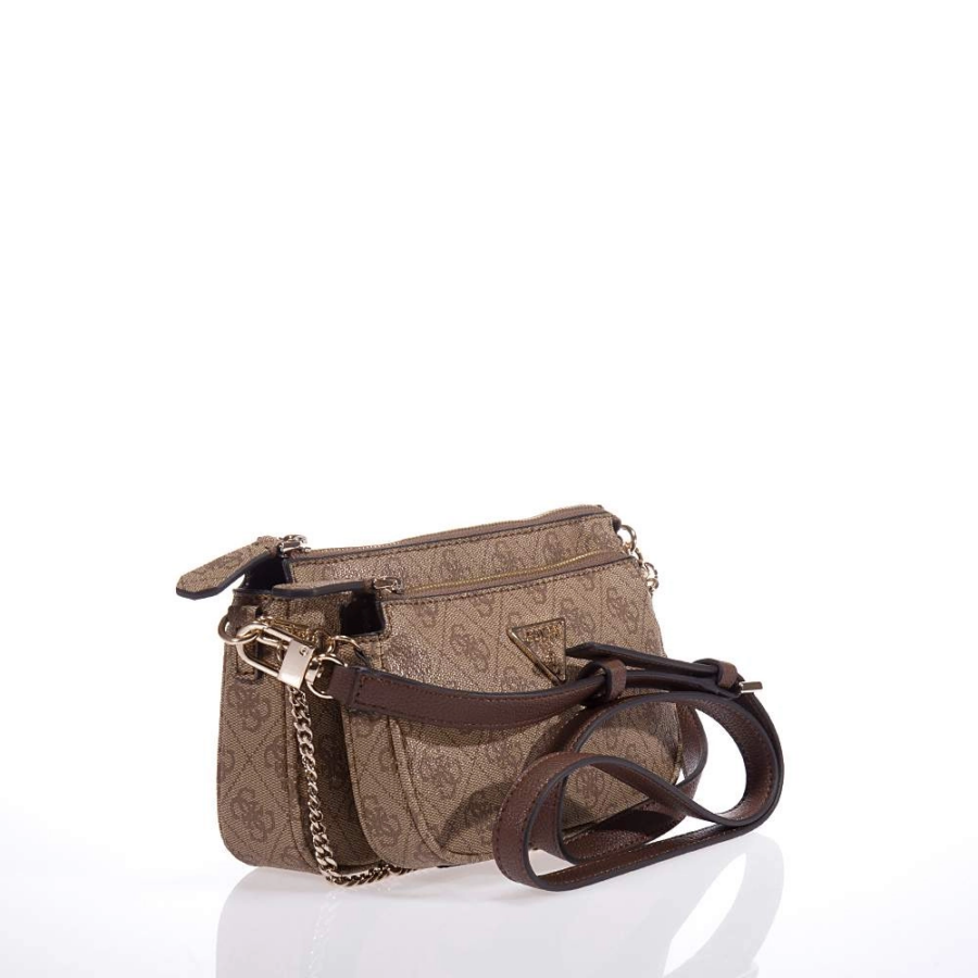 guess noelle double pouch crossbody latte logobrown gu0achwbg78797100000456
