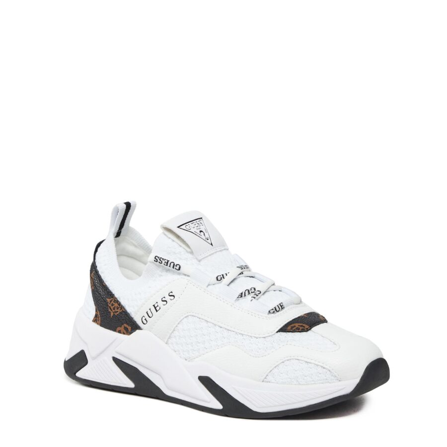 guess geniver2 logo sneaker white brown flpge2fal1287