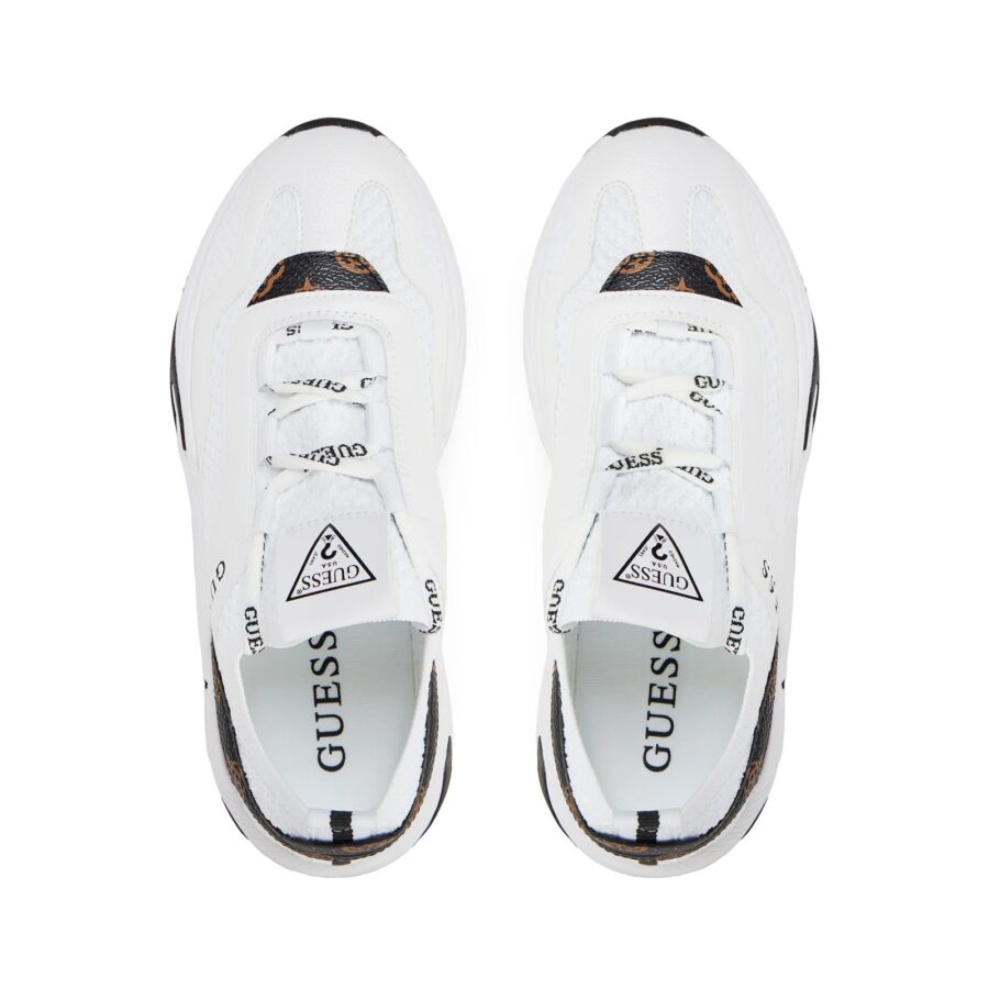 guess geniver2 logo sneaker white brown flpge2fal1290