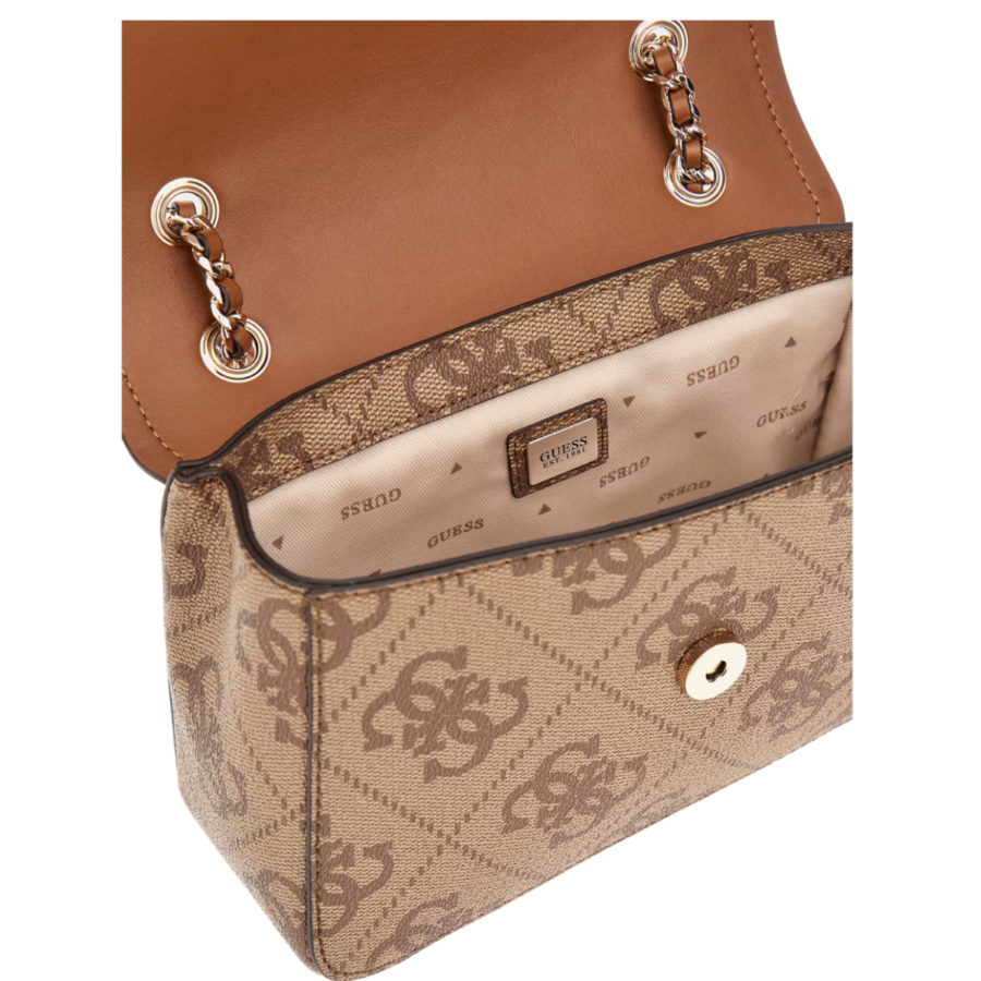 guess izzy convertible xbody flap latte logo hwos865419023