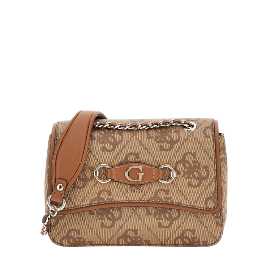 guess izzy convertible xbody flap latte logo hwos8654190592626