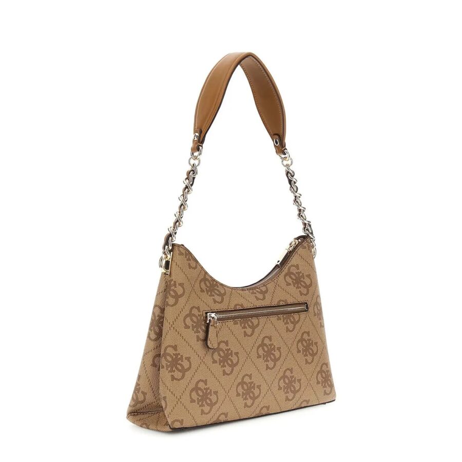 guess izzy top zip shoulder bag latte logo hwos865401037