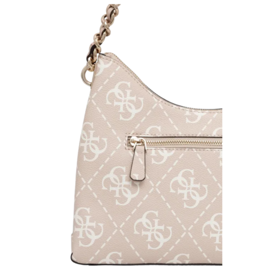 guess izzy top zip shoulder bag sand logo hwoq865401031