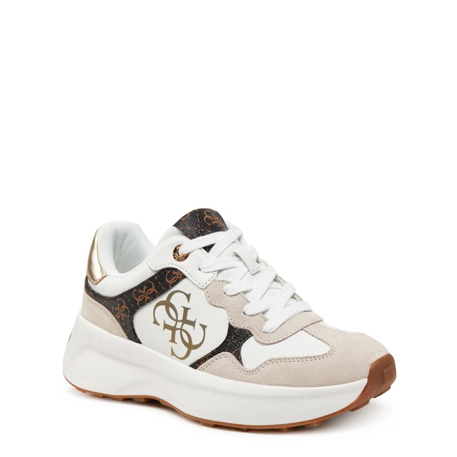 guess luckei sneaker white brown flplucpel1230