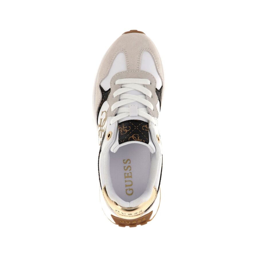 guess luckei sneaker white brown flplucpel1235