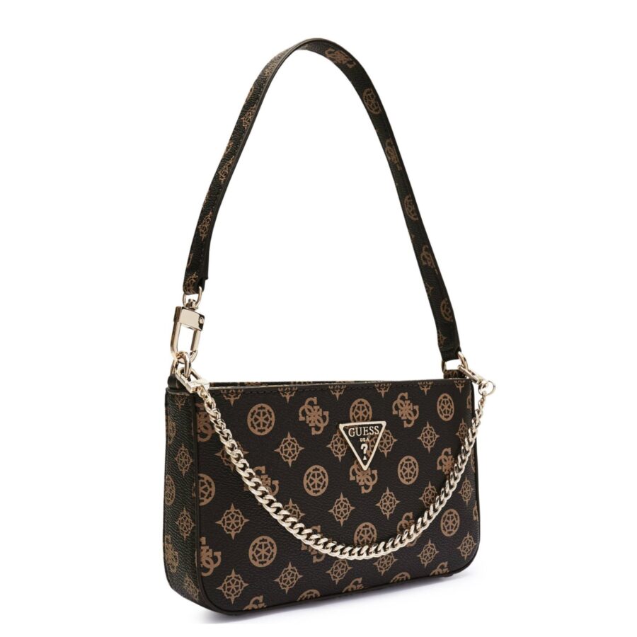 guess noelle mini top zip shoulder mocha logo hwpz787972052