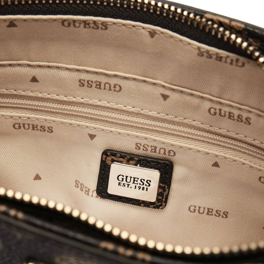guess noelle mini top zip shoulder mocha logo hwpz787972076