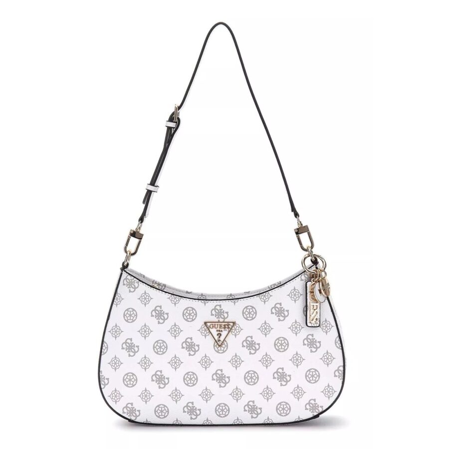 guess noelle top zip shoulder bag white logo hwpg78791805626