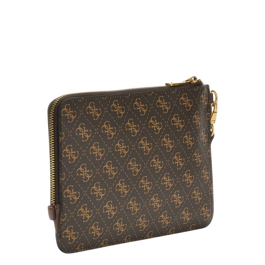 guess torino flat clutch brownochre hmevzlp228636