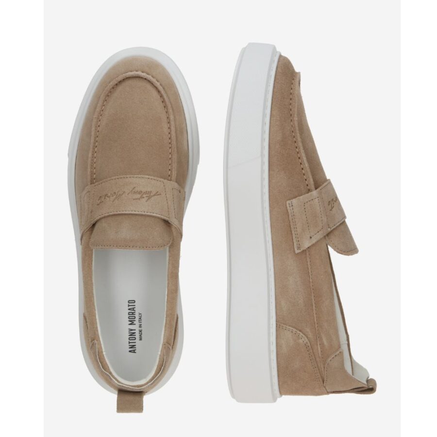 Antony Morato Loafer Rowan In Suede Logo Accent On Band Extralight Sole
