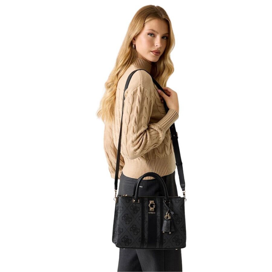 Guess Erenia Girlfriend Satchel Coal Logo HWSO7838060 3 6