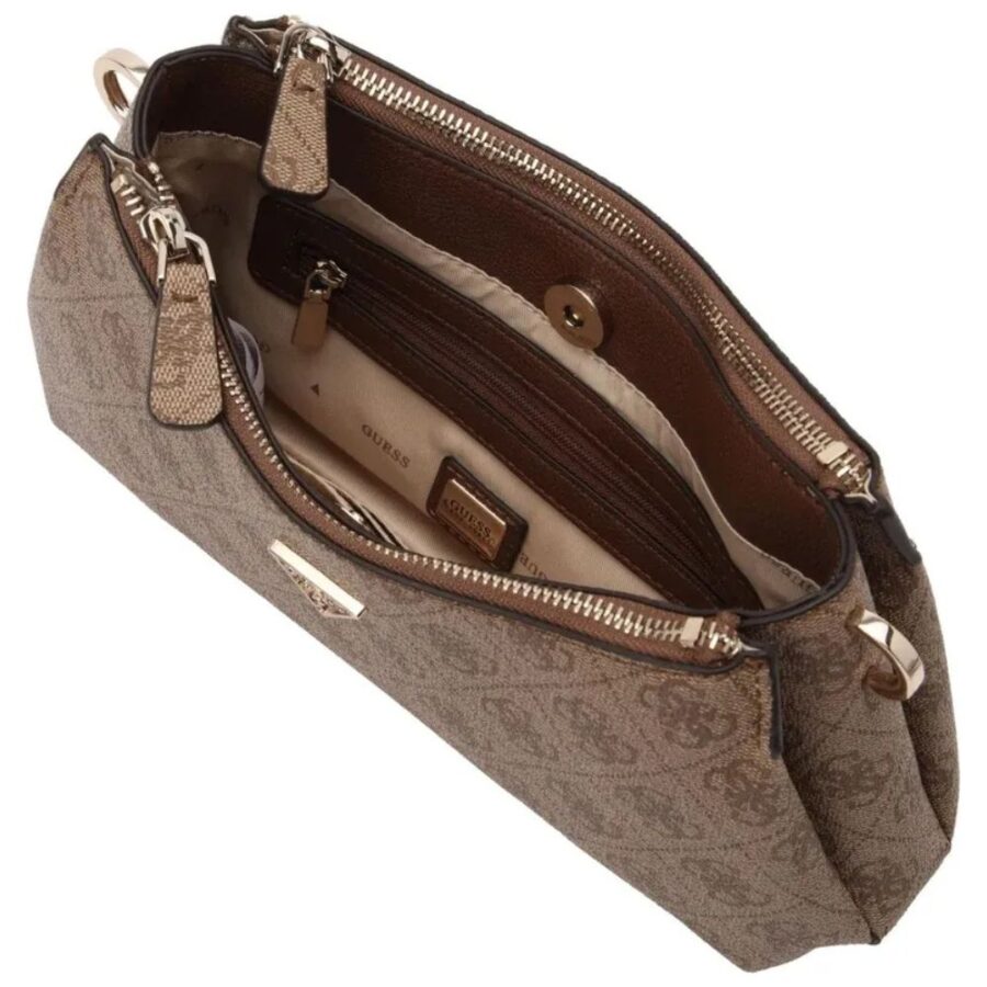Guess Noelle II Mini 3 Comp Shoulder Xbody Latte Logo BG9672730 4 5
