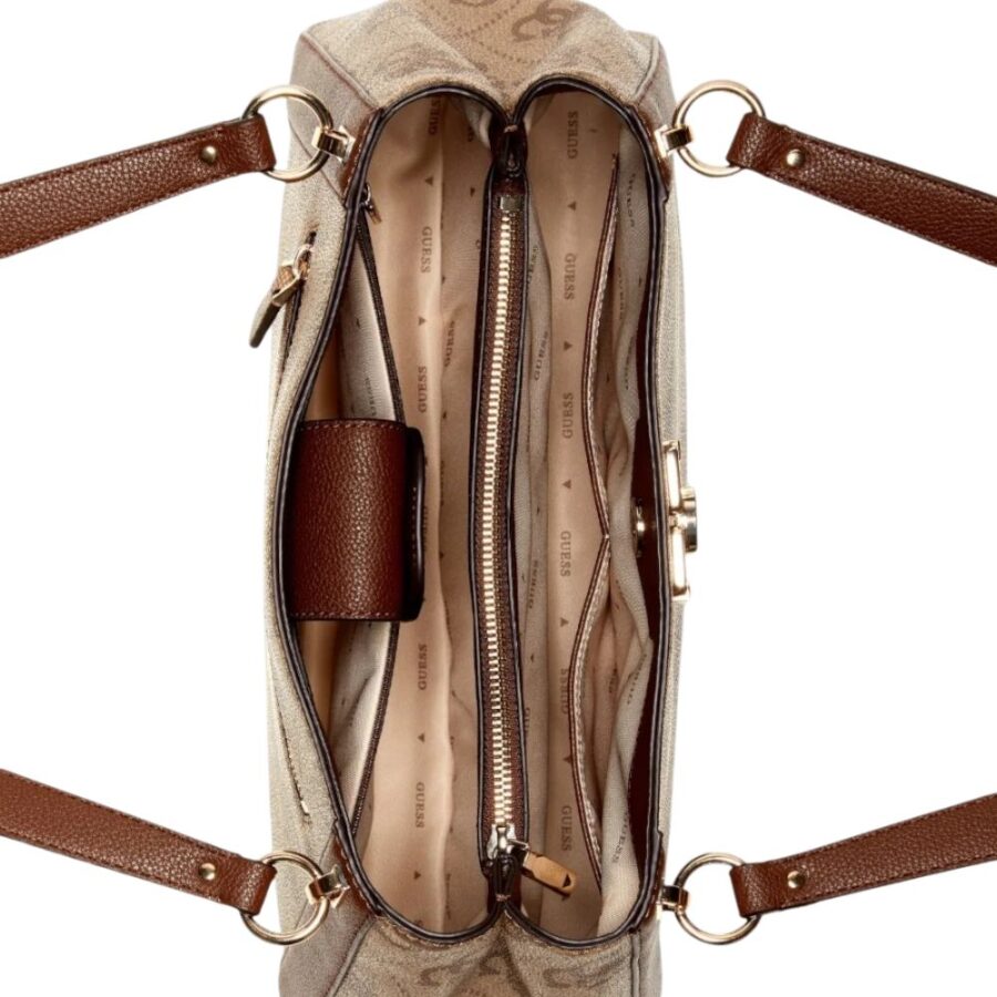 Guess Karnilla Logo Girlfriend Carryall Latte Logobrown OS990122 4 1