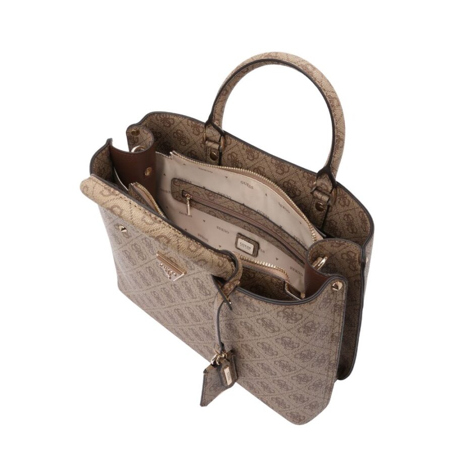 Guess Meridian II Girlfriend Satchel Latte Logo HWSG6974060 4 2