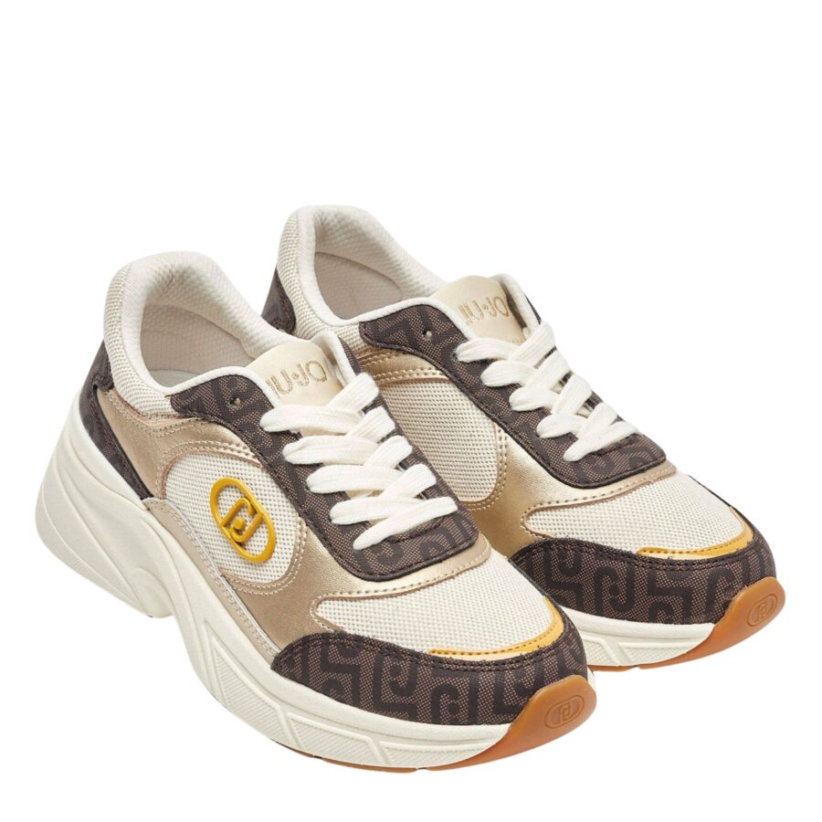 LIU JO Sport LJ 01 Sneaker Printed Leather Canvas BrownNatural LJ0SHBA6045PX831 2 4