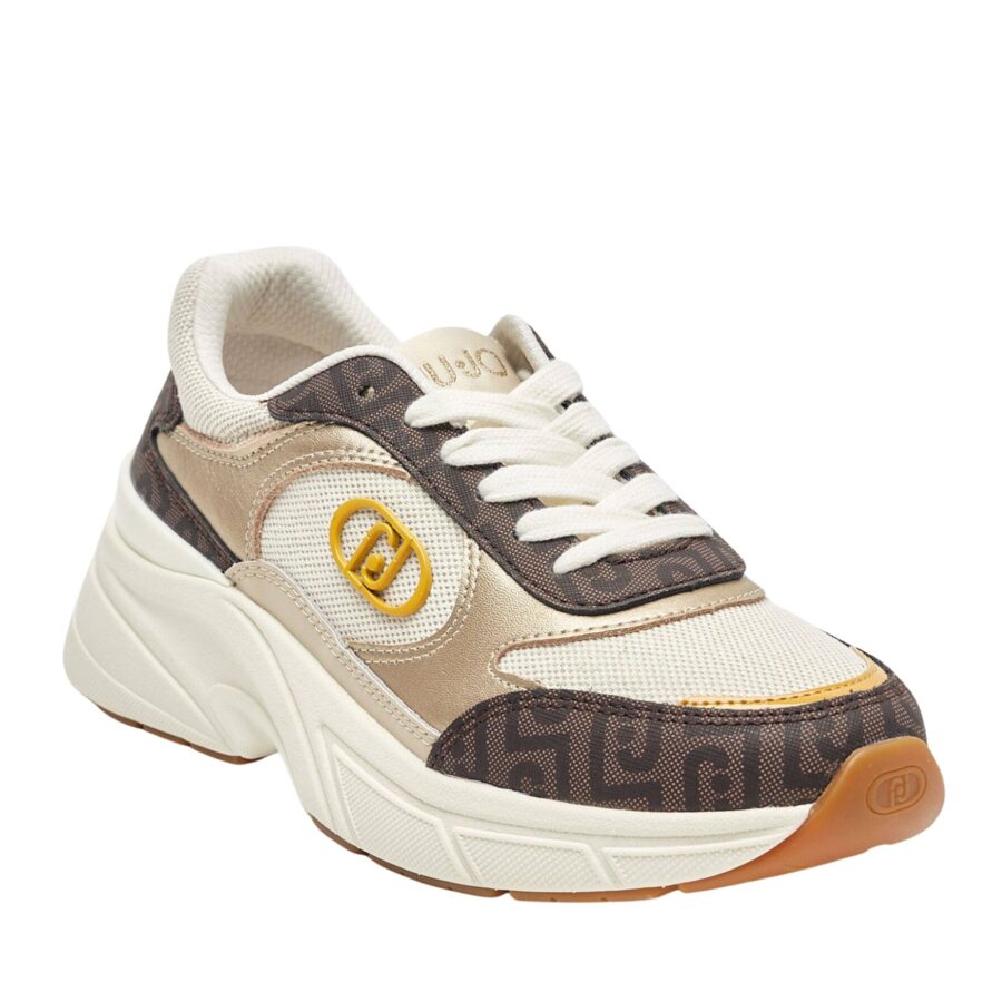 LIU JO Sport LJ 01 Sneaker Printed Leather Canvas BrownNatural LJ0SHBA6045PX831 4 5
