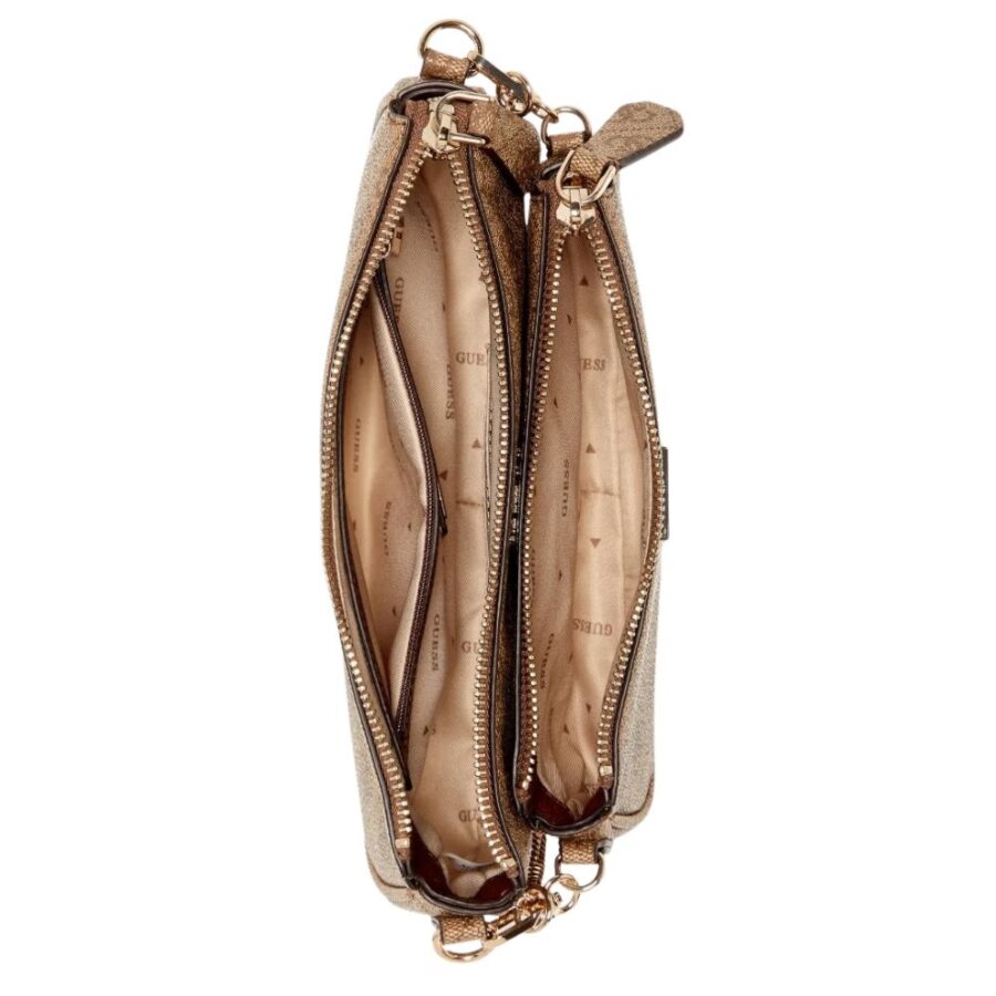 Guess Noelle II Mini Double Pouch Crossbody Latte LogoBrown BG967271 3 2